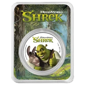 Niue – 2 NZD DreamWorks Shrek COLOR 2021 – 1 Oz Silber COLOR Blister 10