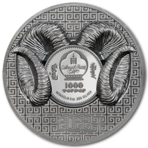 Mongolei – 1.000 Togrog Magnificent Argali 2022 – 2 Oz Silber Black Proof 9