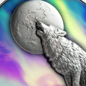 Tschad – 10000 Francs Howling Wolf In Northern Lights 2022 – 2 Oz Silber 11