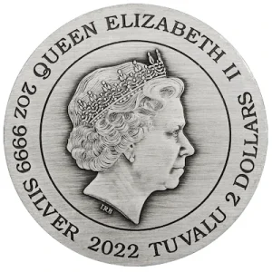 Tuvalu – 2 TVD Dragon Und Qilin 2022 – 2 Oz Silber AntikFinish Color 8