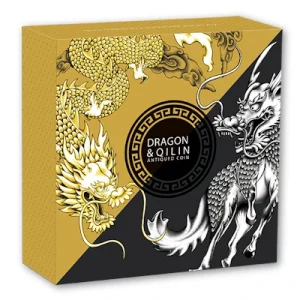 Tuvalu – 2 TVD Dragon Und Qilin 2022 – 2 Oz Silber AntikFinish Color 12