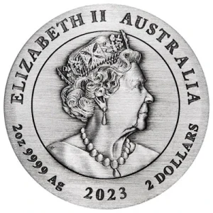 Australien – 2 AUD Lunar III Hase 2023 – 2 Oz Silber AntikFinish 8