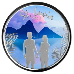 St. Lucia – 2 Dollar EC8_5 Paar (Couple) PP 2022 – 1 Oz Silber Color 9