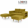 Sofa Mit 2 Hockern – LOOKS By Wolfgang Joop – Senf – Armlehne Mit Regal – 192 Cm 5