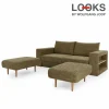Sofa Mit 2 Hockern – LOOKS By Wolfgang Joop – Braun – Armlehne Mit Regal – 212 Cm 7