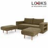 Sofa Mit 2 Hockern – LOOKS By Wolfgang Joop – Braun – Armlehne Mit Regal – 232 Cm 5