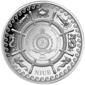 Niue – 5 NZD Mythical Creatures: Riesenkrake (1.) 2023 – 2 Oz Silber PP High Relief 11