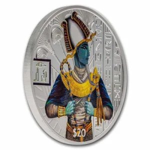 Sierra Leone – 20 Dollar Ägyptische Götter: Osiris (2.) 2023 – 2 Oz Silber PP Color 9