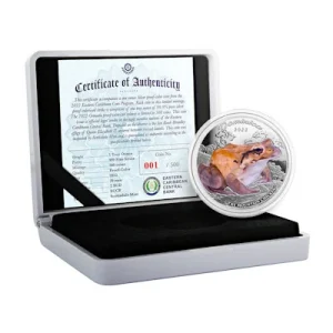 Dominica – 2 Dollar EC8_5 Mountain Chicken / Berghuhn (Froschlurch) PP 2022 – 1 Oz Silber Color 10