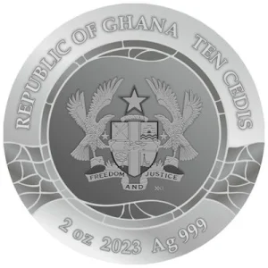 Ghana – 10 Cedis Gustav Klimt: The Kiss Stained Glass Art 2023 – 2 Oz Silber Antik Finish Color 7