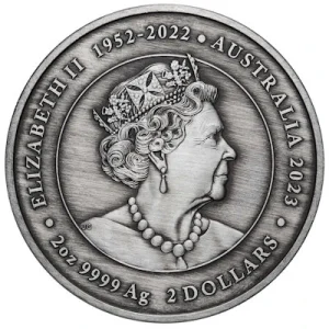 Australien – 2 AUD Yongka Känguru 2023 – 2 Oz Silber AntikFinish Color 7