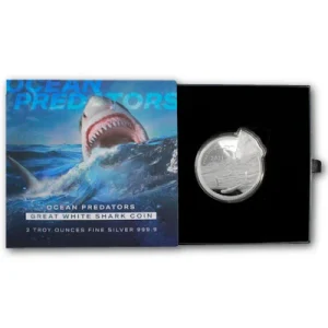 Solomon Islands – 5 Dollar Ocean Predators (1.) Great White Shark 2021 – 2 Oz Silber 12