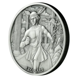 Samoa – 5 Dollar Olympians & Zodiac: Hermes VS Krebs 2021 – 2 Oz Silber 11