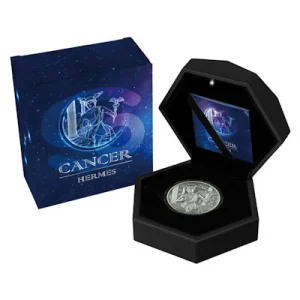 Samoa – 5 Dollar Olympians & Zodiac: Hermes VS Krebs 2021 – 2 Oz Silber 15